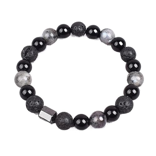 Natursteine ​​Perlen Armbänder auf der Hand Männer Schmuck Frauen Perlen Bracalet Homme Paar Mode Handarbeit(21cm,8MM BEADS_25) von Generic