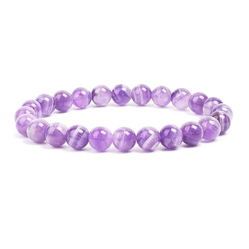 Natursteinperlen Armband for Frauen Männer Amethysten Kristall Quartzs Aquamarine Jade Schmuck Elastischer Armreif(19cm-7.5inch,8MM BEADS_A) von Generic