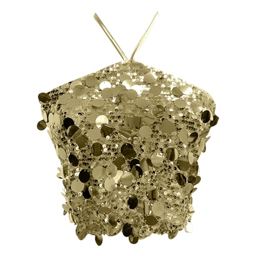 Neckholder Pailletten Damen Tank Tops,Träger Glitzer Tops Schwarz-Spaghettiträger Oberteil Fraue Lila Silvester Party Sparkle Trägershirt Valentinstag Bluse Metallic Shirt Tunika Karneval Kostüm von Generic