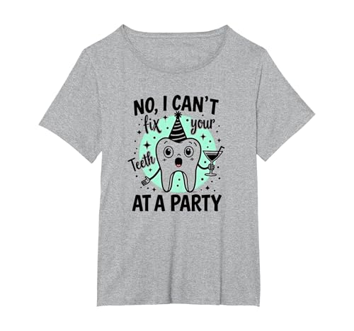 Nein, I Can't Fix Your designth at A Party T-Shirt, Damen Große Größen, Grau Meliert, 4X von Generic