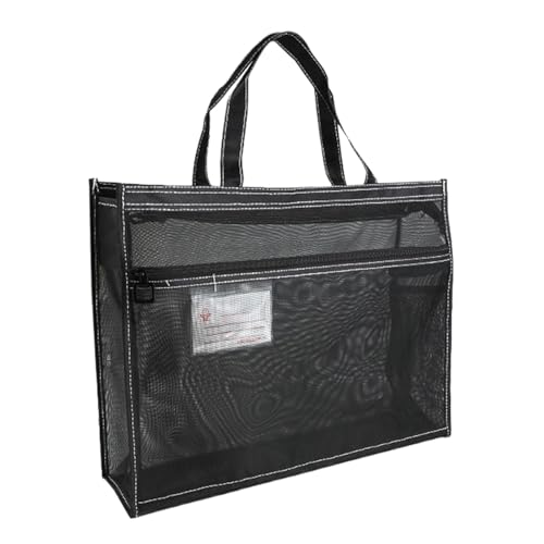 Netz-Kunsttasche – Aktentaschen aus Netzstoff mit Reißverschluss, transparenter Dokumenten-Organizer Griff | Tragetasche im A3-Format Reißverschluss für Kunstwerke, Diagramme Unterrichtsmaterialien von Generic