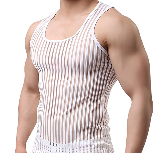 Netz Shirt Sexy Männer Schiere Kurzarm T-Shirt Unterwäsche Stretch Hemd Tops Clubwear Guywear Gogo Swingerclub Freizeithemd Sommer Muskel Top Oberteil Mit Engen Muskel Fit Unterhemd von Generic