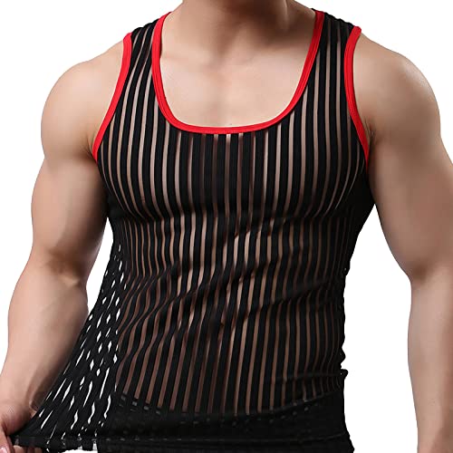 Netz Shirt Sexy Männer Schiere Kurzarm T-Shirt Unterwäsche Stretch Hemd Tops Clubwear Guywear Gogo Swingerclub Freizeithemd Sommer Muskel Top Oberteil Mit Engen Muskel Fit Unterhemd von Generic