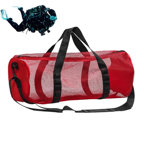 Netz-Strandtasche, Netz-Reisetasche Zylindrische Strandtaschen Große Netz-Reisetasche für Tauch- und Schnorchelausrüstung, tragbare Netztasche zum Schwimmen, Reisen, für Fitnessstudio-Ausrüstung von Generic