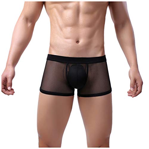 Netz Unterhose Herren Boxershorts Mesh Unterwäsche Männer Durchsichtige Erotisch Wäsche Transparente Sexy Gay Unterwäsche Atmungsaktiv Tangaslip Party Clubwear von Generic