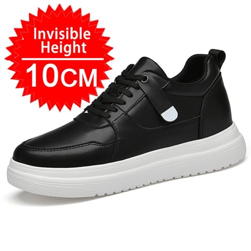 Neu 2025 Elevate Schuhe Herren - Erhöhung Sneaker Herren 10 cm Plateau Heben Sportschuhe Bequeme Turnschuhe Leicht Atmungsaktiv Laufschuhe Einfach Wanderschuhe Freizeit Shoes for Men Schwarz Weiß von Generic