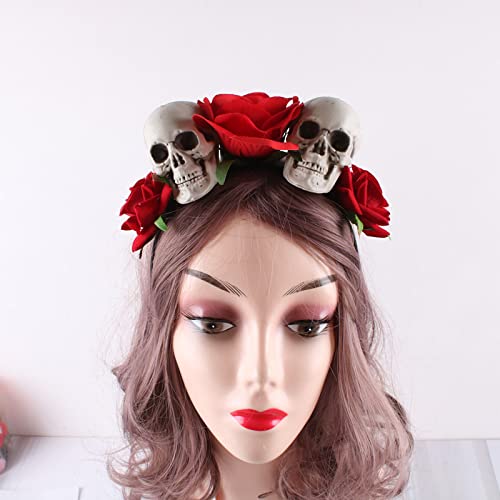 Neu Halloween Stirnband Schädel Halloween Stirnband Simulation Rose Ghost Festival Maskerade Zubehör, Rot von Generic