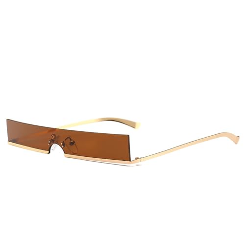 Neue 2025 Mode Halbe Rahmen Kleine Rechteck Sonnenbrille Für Frauen Beliebte Ein Stück Farbtöne Männer Metall Punk Schmale Sonnenbrille, c6-gold brown, One size Neue 2025 Mode Halbe Rahmen Kleine Rechteck Sonnenbrille Für Frauen Beliebte Ein Stück Farbtöne Männer Metall Punk Schmale Sonnenbrille, c6-gold brown, One size von Generic