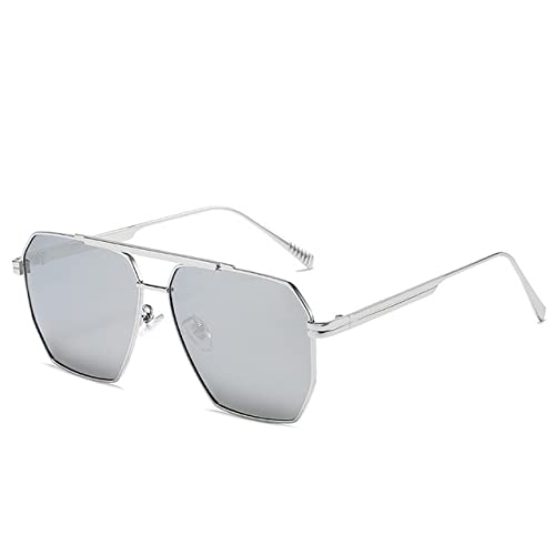Neue 2025 Polarisierte Sonnenbrille Für Frauen Männer Klassische Linse Platz Trendy Sonnenbrille Frau Metall UV400, silberfarben, One size von Generic