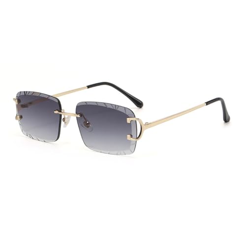 Neue 2025 Randlose Farbverlauf Sonnenbrille Männer Punk Sonnenbrille Vintage Kleine Rahmen Rahmenlose Brillen UV400, C02 Gold Grau, Einheitsgröße Neue 2025 Randlose Farbverlauf Sonnenbrille Männer Punk Sonnenbrille Vintage Kleine Rahmen Rahmenlose Brillen UV400, C02 Gold Grau, Einheitsgröße von Generic