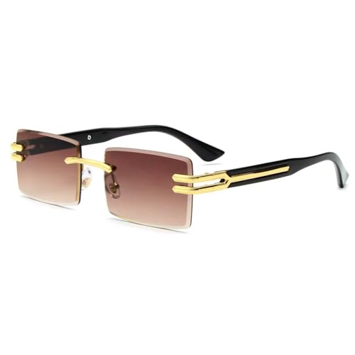 Neue 2025 Retro Randlose Sonnenbrille Für Männer Für Frauen Punk Rahmenlose Rechteck Schneiden Sonnenbrille Kleine Töne UV400, C05 Gold Deep Brown, One size Neue 2025 Retro Randlose Sonnenbrille Für Männer Für Frauen Punk Rahmenlose Rechteck Schneiden Sonnenbrille Kleine Töne UV400, C05 Gold Deep Brown, One size von Generic