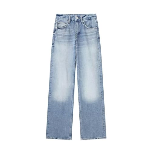 Neue Damenmode Weite Bein Mid-Rise Lange Jeans - Hellblau - M von Generic