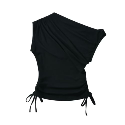 Neue Winter Damen ärmellose Kordelzug Pullover Tops Damen-Schwarz-S von Generic