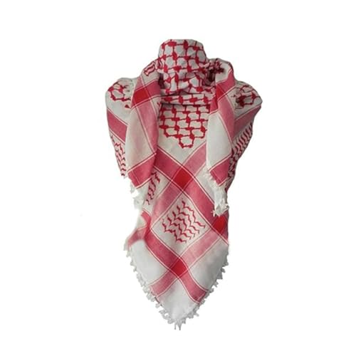 Neuer vierseitiger palästinensischer Schal, Keffiyeh, breite Fransen, arabisches Hahnentritt-Muster, 100% Baumwolle, Unisex Schal, rot, 8.5/9 von Generic