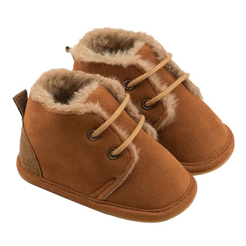 Neugeborene Jungen Mädchen Schneestiefel Baby Weiche Winterschuhe Niedlich Fleece Socke Krabbelschuhe mit rutschfestem von Generic