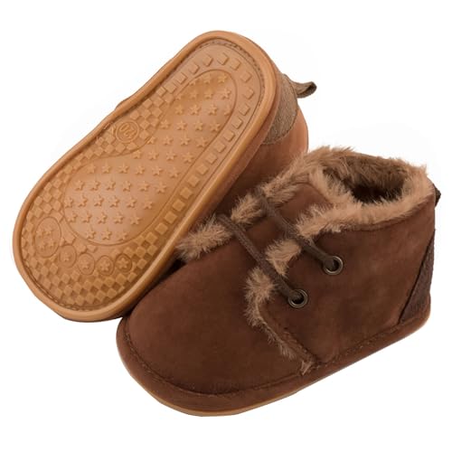 Neugeborene Jungen Mädchen Schneestiefel Baby Weiche Winterschuhe Niedlich Fleece Socke Krabbelschuhe mit rutschfestem von Generic