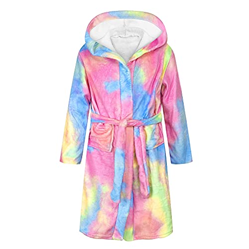 Neugeborener Strampler Robe Nachtwäsche Warm Mädchen Handtuch Fleece Kapuze Teenager Kinder Bademantel Weicher Jungen Schlafanzug Flanell Mädchen Tops Schlafanzug 146 Mädchen (Pink, 7-9 Years) von Generic