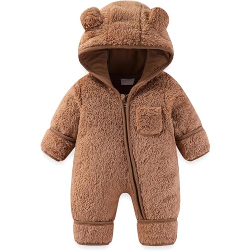 Neugeborenes Baby Bär Strampler Outfit Anzug Umschlag Fäustlinge Füßlinge Mädchen Jungen Winter Schneeanzug Fleece Kleidung Kapuzenoverall Kuschelige Hausschuhe Kinder von Generic