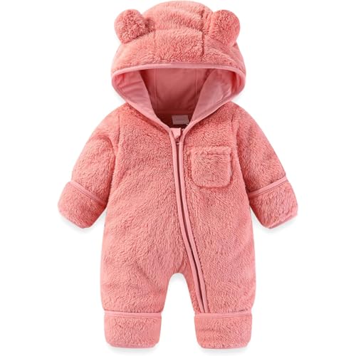 Neugeborenes Baby Bär Strampler Outfit Anzug Umschlag Fäustlinge Füßlinge Mädchen Jungen Winter Schneeanzug Fleece Kleidung Kapuzenoverall Kuschelige Hausschuhe Kinder von Generic