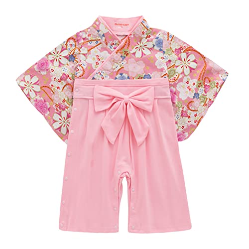 Neugeborenes Baby Mädchen Floral Frühling Sommer Langarm Fliege Japanischer Kimono 1 PC Strampler Overall Japanisches Kostüm Baby Body Lustig von Generic