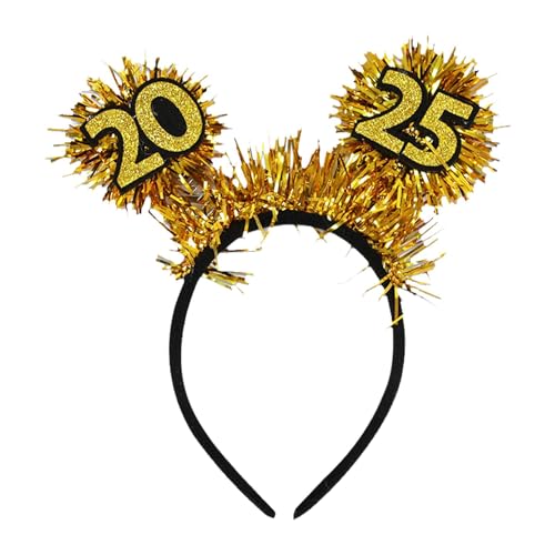 Neujahrs-Stirnband 2025, Silvester Stirnband - Feierliche Kopfschmuck - Frohes neues Jahr Damen Kopfbedeckung 2025 Neujahrs-Kopfbänder für Weihnachtsdekoration von Generic