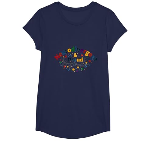 Neurodivergent & stolz: Bunte Gehirnfeier T-Shirt, Girls, Marineblau, XS von Generic