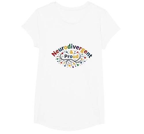 Neurodivergent & stolz: Bunte Gehirnfeier T-Shirt, Girls, Weiß, XS von Generic