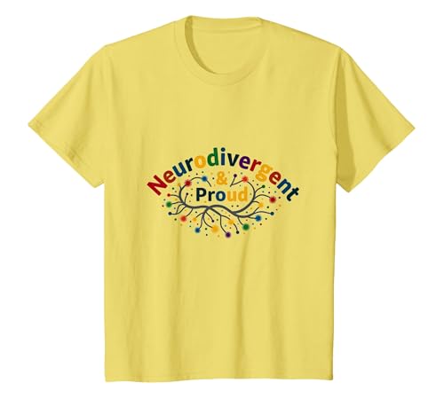 Neurodivergent & stolz: Bunte Gehirnfeier T-Shirt, Kinder, Gelb, 116 von Generic