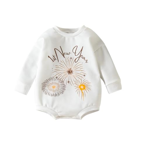 Newborn Baby Unisex Clothes Fall Long Sleeve Crewneck Romper Toddler Boy Girl Spring Baby New Year First New Years Baby Toddler Boy New Years Eve Outfit von Generic