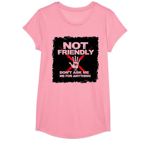 Nicht freundlich Nicht berühren Antisoziale Introvertierte Warnung T-Shirt, Girls, Rosa, L von Generic
