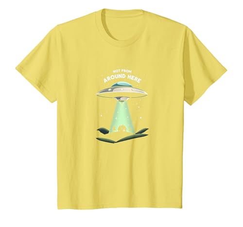 Nicht von Hier: Alien Visitor Science-Fiction-Humor T-Shirt, Kinder, Gelb, 140 von Generic