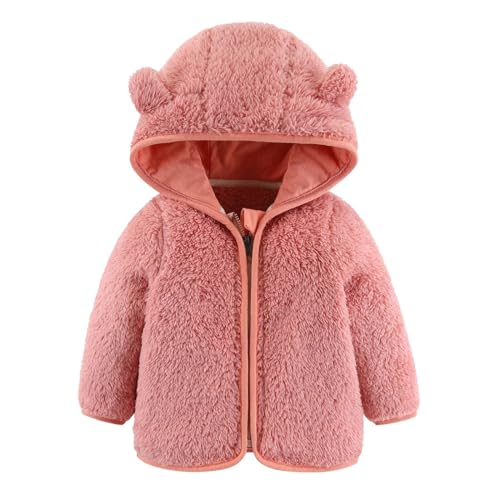 Niedlich Winterjacke Hoodie Fleecejacke mit Bärenohren Jungen Mädchen Wintermantel Neugeborenes Plüsch Reißverschluss Outwear Hooded Warme Manteljacke Fleece Gefütterte Jacke Baby Kinder (0-6 Months) von Generic