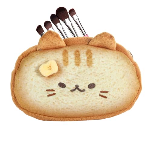 Niedliche Bleistiftbox Toast Katzendesign - Plüsch Bleistiftkoffer | Ästhetische Organisatortasche | Fun Kätzchen Rucksack Briefpapiertasche für Kindergartenschule Kinder Teen College Studenten von Generic