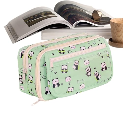 Niedliche Bleistiftkoffer Ästhetik - Tiermuster Stationery Pen Bag | 9 Fächer -Schreibwarenorganisator mit Reißverschluss, Kosmetiktasche für die Reise, Aufbewahrungstasche, Make -up -Beutel von Generic