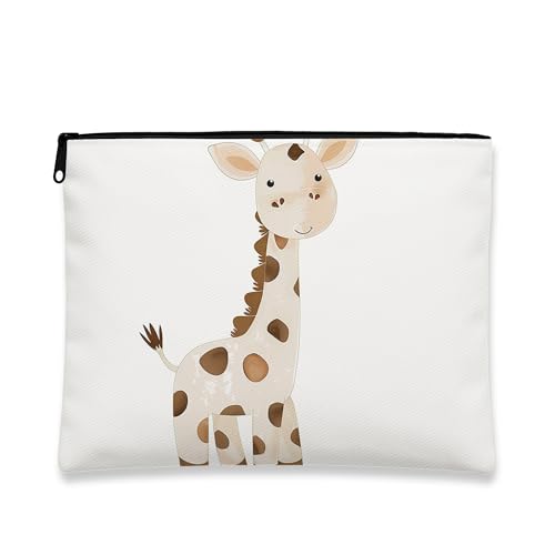 Niedliche Giraffen-Make-up-Tasche, bezaubernde Cartoon-Kosmetik-Reisetasche für Frauen, tragbare kleine Canvas-Reißverschlusstasche, Geschenk-Kulturbeutel-Organizer, Weiss/opulenter Garten, 7x9 Inch von Generic