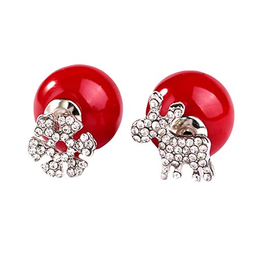 Niedliche Hirsch-Ohrringe für Mädchen, Strass, Modeschmuck, Schneeflocke, Hirsch, Elch, Kugel, Dekoration, Ohrstecker, Weihnachten, Rot von Generic