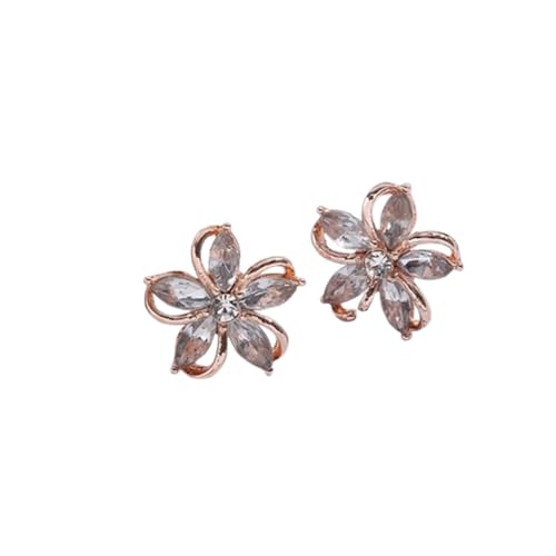 Niedliche Ohrstecker mit Strasssteinen im Blumendesign für Damen, modischer und vielseitiger Ohrschmuck (Rose gold) von Generic