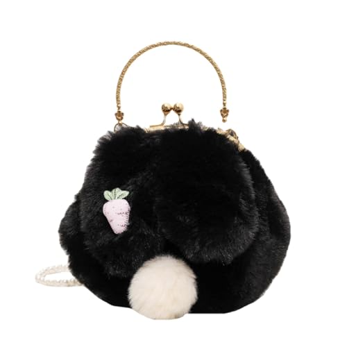 Niedliche Umhängetasche - Plüsch im -Design, niedliche Kaninchen-Tasche | Rucksack für Mädchen, Cartoon-Kaninchentasche mit Kettengurt, flauschige Tasche mit, Schwarz , riferimento alla von Generic