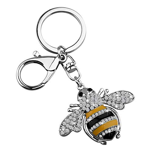 Süßer Kristall-Schlüsselanhänger mit gelbem Bienen-Anhänger, Honigbienen-Anhänger mit Karabinerverschluss, Schmuck, Handtasche, Schlüsselanhänger, Schlüsselanhänger, Schlüsselanhänger mit grauer Biene von Generisch
