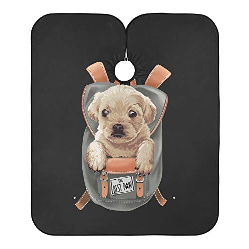 Niedlicher Welpe Im Rucksack 3D Haarschneideumhang Schmutzabweisend Salon Cape Einstellbar Friseurumhänge Haar Für Jungen Mädchen Friseursalon 140X168Cm von Generic