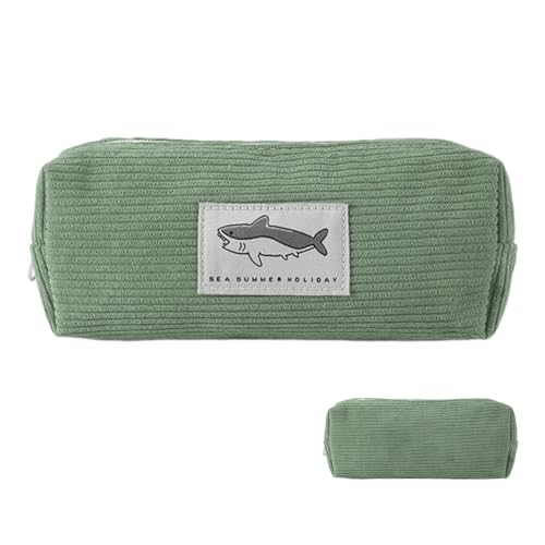 Niedliches Federmäppchen – Federmäppchen in Tierform – Federmäppchen in Tierform – niedliches Federmäppchen in Hai-Form, Schreibwaren-Tasche mit großer Kapazität – Löcher, grün, Se référer au von Generic