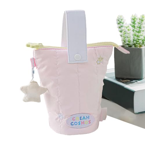 Niedliches Federmäppchen aus Baumwolle, Cartoon-Design, Stiftebox, Organizer für Stifte | Federmäppchen mit Plüschstern-Zubehör – Stiftehalter und Polyv-Stifthalter, Rosa, Se référer au descriptif von Generic