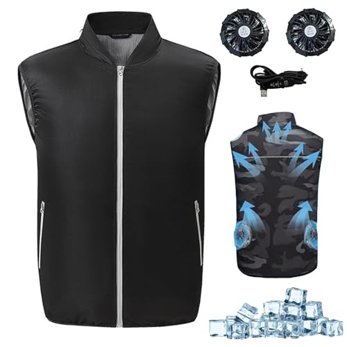 Noraui Storm Fan Jacke, Noraui 2025 Storm Fans Weste for Herren Sommerliche klimatisierte Eiskühlwesten, japanische Fanjacke(Black,3XL) von Generic