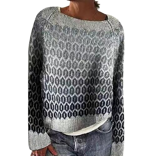 Norweger Pullover Damen Große Größen Strickpullover Rundhals Pulli Langarm Sweater Norwegermuster Warme Winterpullover Oberteile Lockere Jumpers Klamotten Winter Herbstmode,B Helles Grau,S Norweger Pullover Damen Große Größen Strickpullover Rundhals Pulli Langarm Sweater Norwegermuster Warme Winterpullover Oberteile Lockere Jumpers Klamotten Winter Herbstmode,B Helles Grau,S von Generic