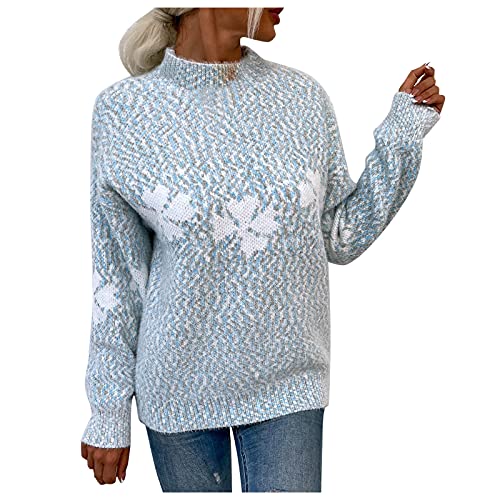 Norweger Pullover Damen Herbst Winter Strickpullover Langarm Winterpullover Warm Norwegermuster Sweatshirt Rundhals Sweater Jumpers Island Strickpulli Frauen Festliche Oberteile Pulli Damenpullover von Generic
