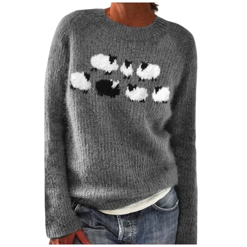 Norweger Strickpullover Weihnachts Damen Rentier Schneeflocke Ugly Christmas Sweater Winterpulli Rundhals Langarm Norweger Pullover Christmas Sweater Gestrickte Jumper Strickpulli für Frauen von Generic