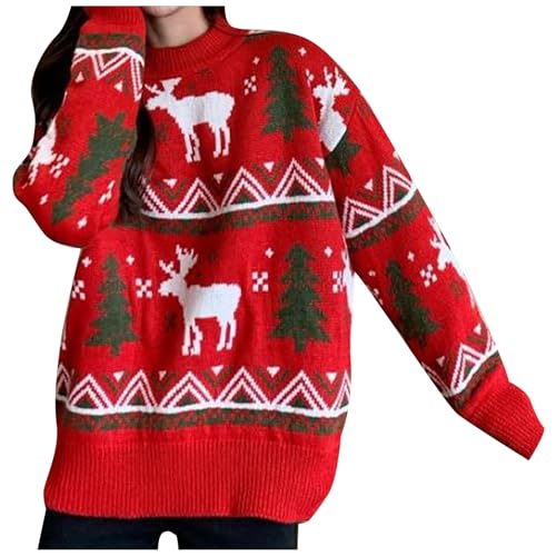 Norweger Strickpullover Weihnachts Damen Rentier Schneeflocke Ugly Christmas Sweater Winterpulli Rundhals Langarm Norweger Pullover Christmas Sweater Gestrickte Jumper Strickpulli für Frauen Norweger Strickpullover Weihnachts Damen Rentier Schneeflocke Ugly Christmas Sweater Winterpulli Rundhals Langarm Norweger Pullover Christmas Sweater Gestrickte Jumper Strickpulli für Frauen von Generic
