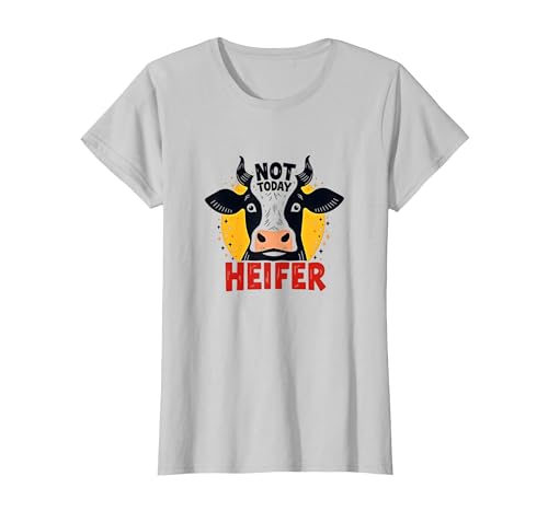 Not Today Heifer Lustiges Kuh freches Bauernhoftier T-Shirt, Damen, Silber, XXL Not Today Heifer Lustiges Kuh freches Bauernhoftier T-Shirt, Damen, Silber, XXL von Generic