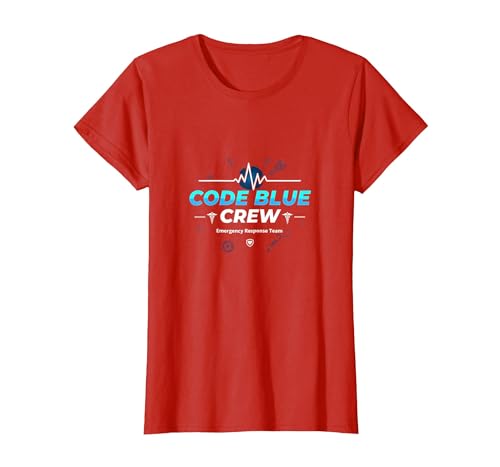 Notfall-Krankenschwestercode Blue Crew Response Team Geschenk T-Shirt, Damen, Rot, S von Generic