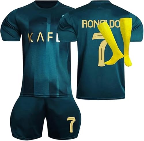 Nr 7 Fußball Trikot Kinder 24/25 Fussballtrikot Jungs Herren Gelb, Blau, Weiß Football Kit Set Neuer Fußball Anzug Football Trikots von Generic